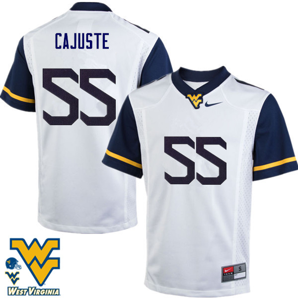 NCAA Men's Yodny Cajuste West Virginia Mountaineers White #55 Nike Stitched Football College Authentic Jersey GB23C44UJ